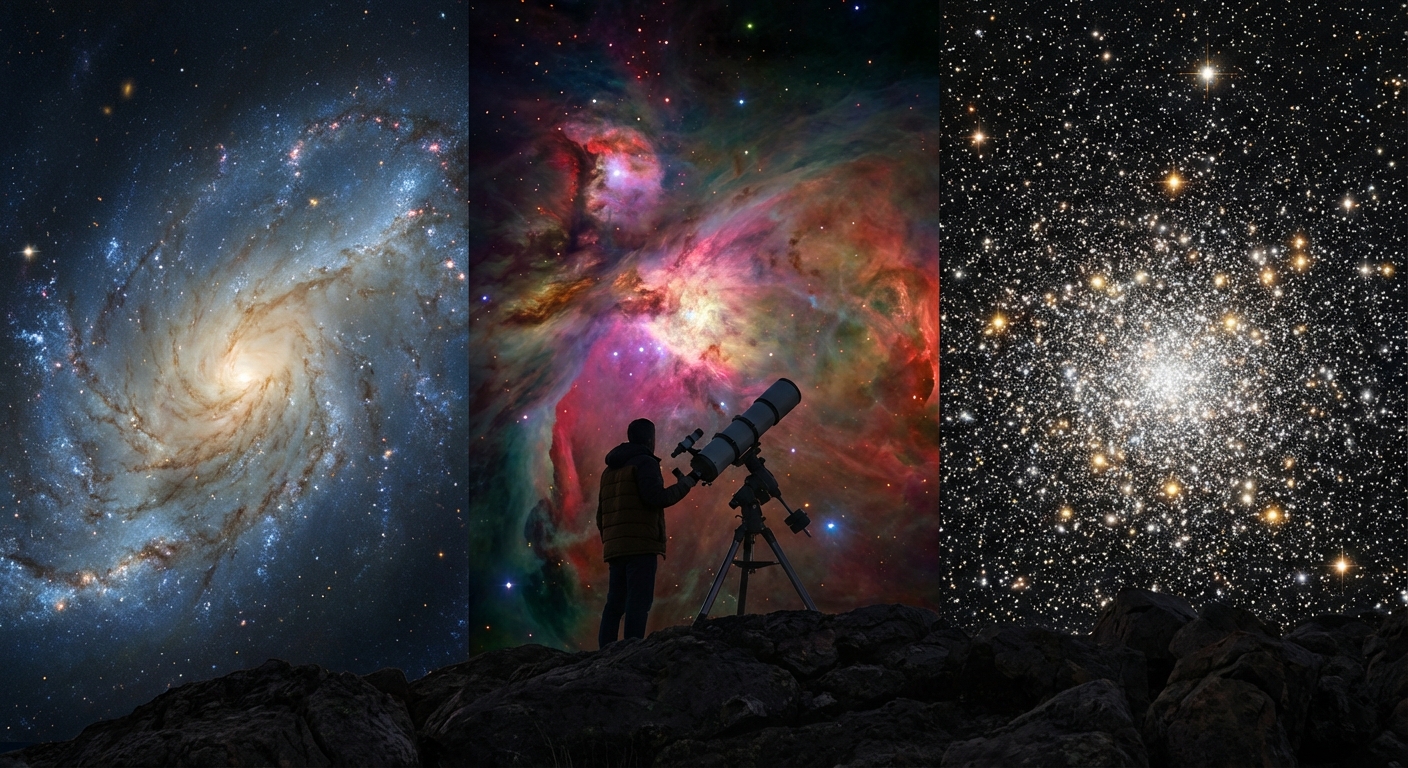 Galaxies vs. Nebulae vs. Star Clusters: A Deep-Sky Showdown Across Space and Time